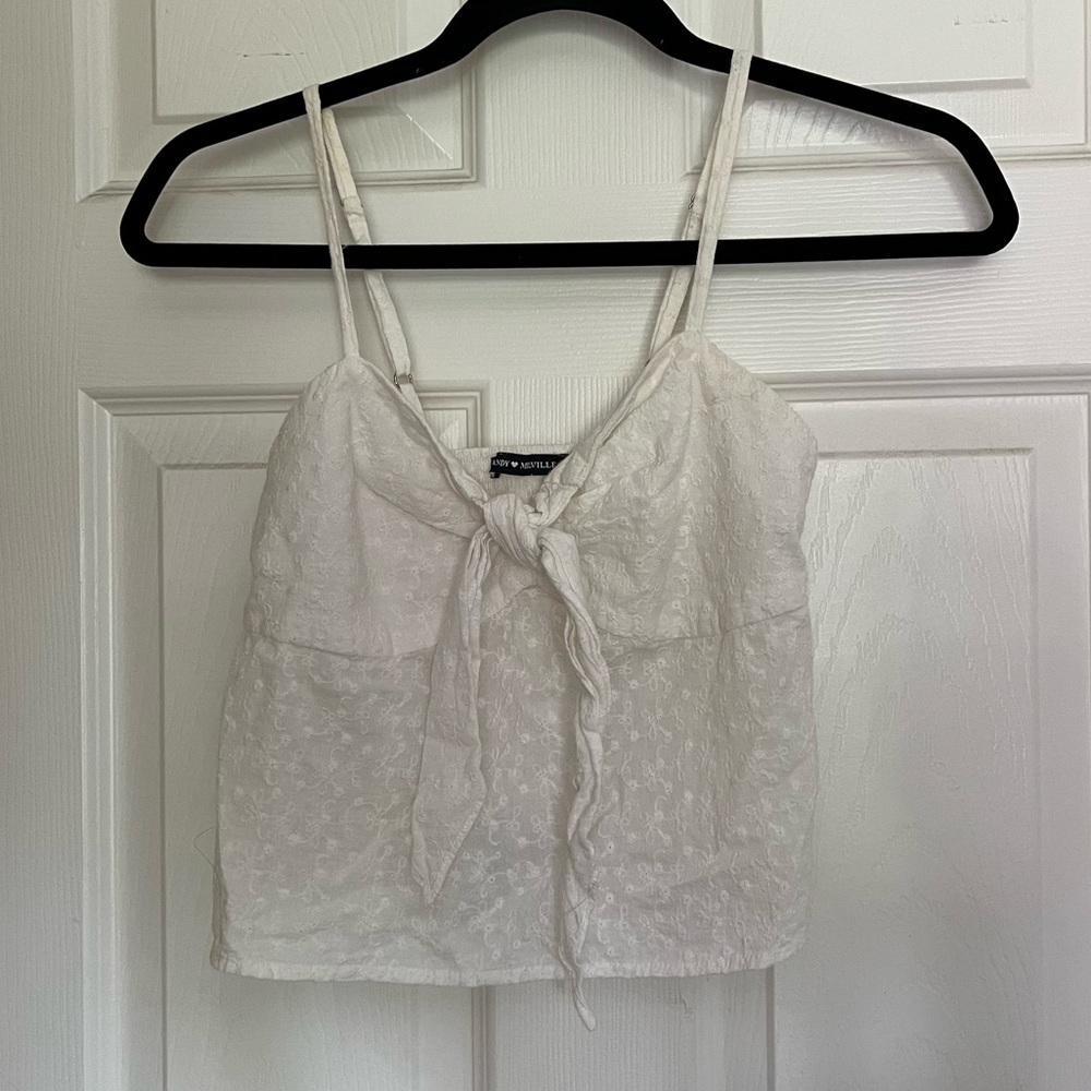 Brandy Melville White Eyelet Top